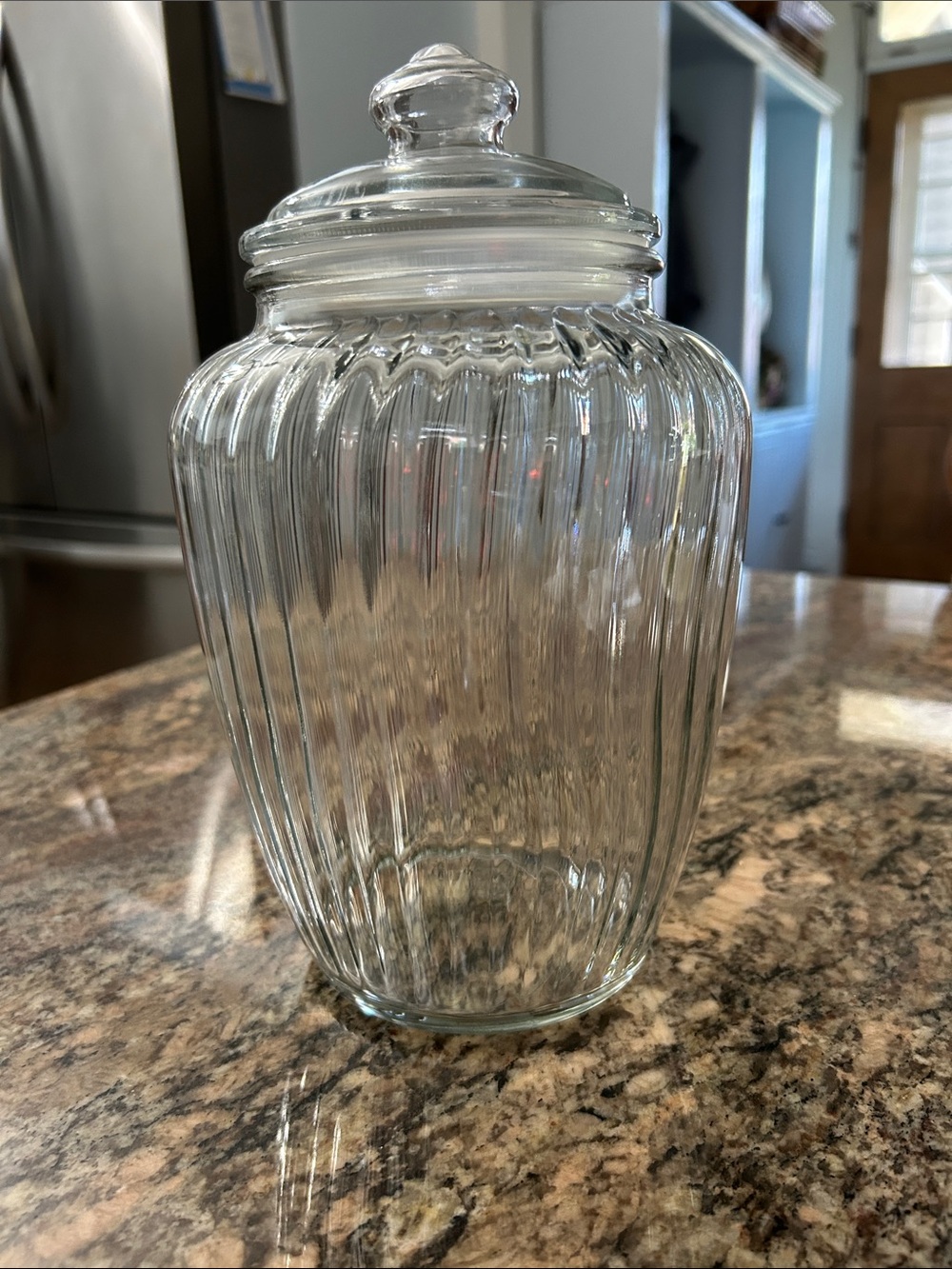 Clear Ribbed Glass Apothecary Jar with Lid - Home Accents
